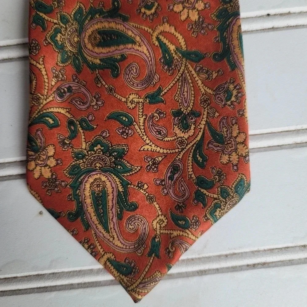 ART Classic Paisley Red Green Yellow JACQUARD WOVEN 100% Silk Men's Tie Necktie
